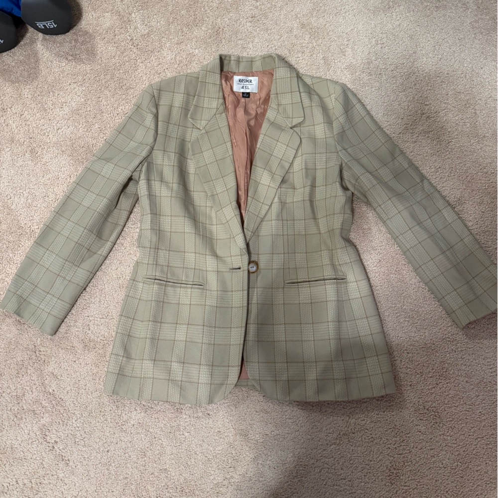 Kasper Beige Checkered Blazer